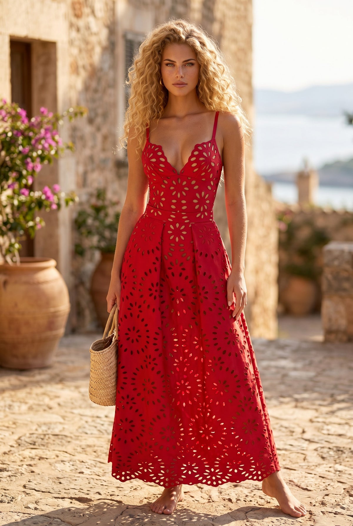 ✨ SOLAR PASSION – The embroidered red set that reveals bold femininity