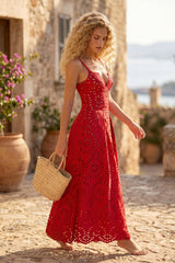 ✨ SOLAR PASSION – The embroidered red set that reveals bold femininity