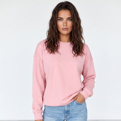 Sudadera clásica rosa unida con cuello redondo