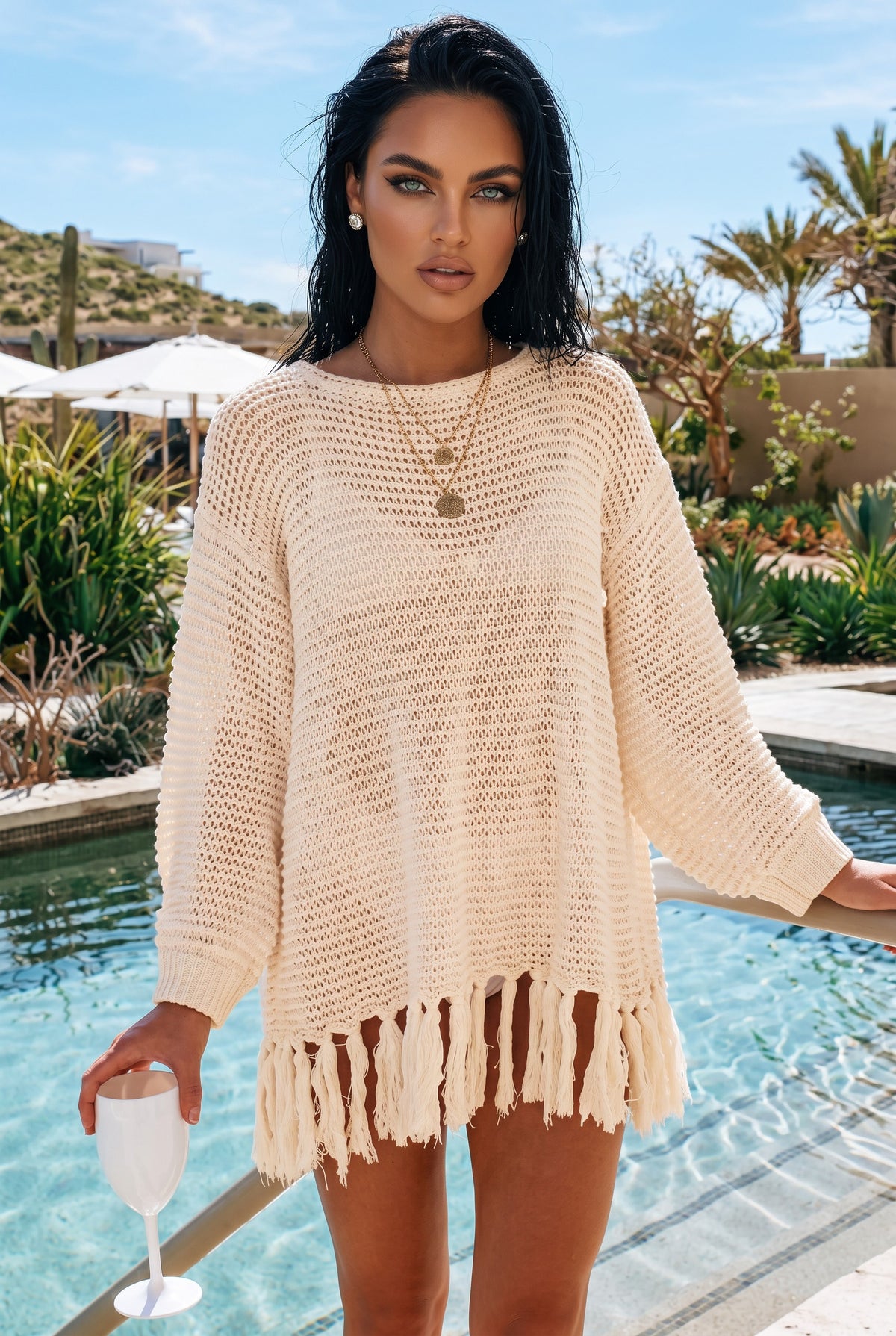 ✨ DOUCE ÉVASION – La robe maille  beige qui sublime vos instants d’été