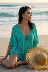 ✨ OCEAN DREAM – La robe crochet verte qui sublime vos instants d’évasion