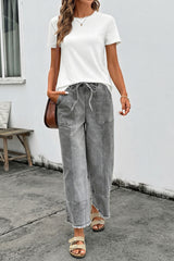 Pantalon en jean tendance à jambes larges gris
