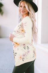 Cardigan coupe slim en tricot côtelé à imprimé floral abricot-A WOMAN WE LOVE