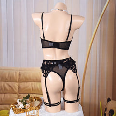 🖤 Mystère Élégant – Ensemble 3 pièces brodé noir