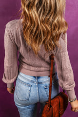 Cardigan pull texturé boutonné à col en V-A WOMAN WE LOVE