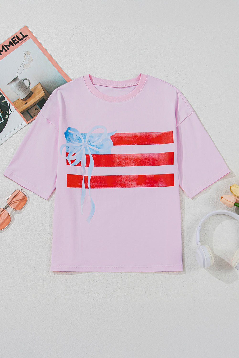Light pink graphic neck t-shirt *
