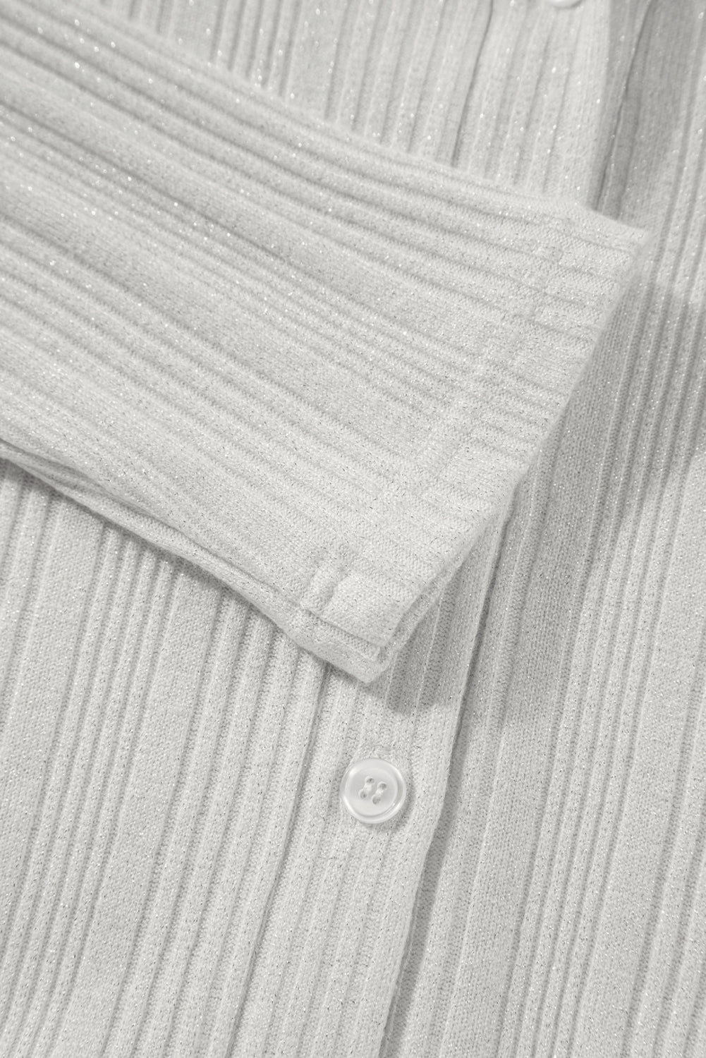 Cardigan tunique boutonné côtelé de couleur unie blanc-A WOMAN WE LOVE