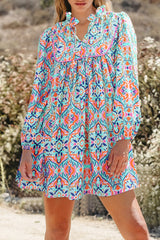 Straight Spring Dress with Abstract Print *