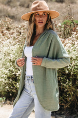Cardigan ouvert sur le devant en tricot gaufré Laurel Green-A WOMAN WE LOVE