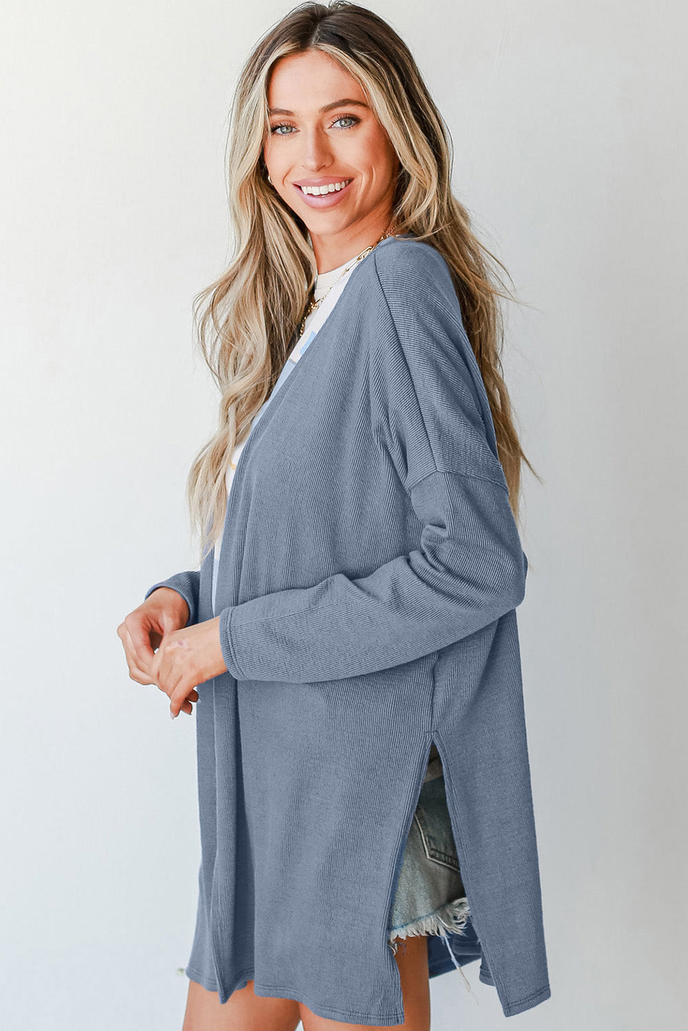 Ashleigh Cardigan tunique bleu -A WOMAN WE LOVE