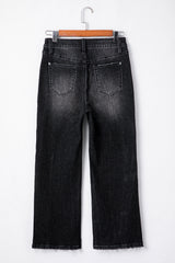 High -gray carbon -gray flared jeans with mineral and raw hem outlet