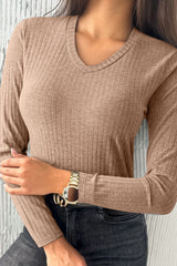 High slim cut with long sleeves and v * collar