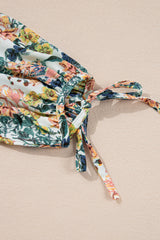 Robe florale bleu ciel à manches 3/4 *