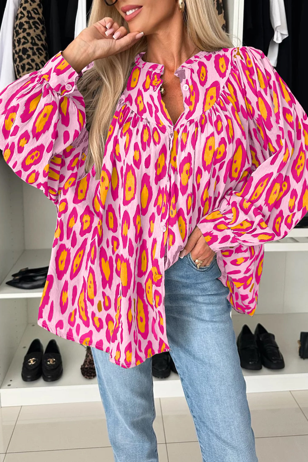 Chemise décontractée surdimensionnée à manches ballon *-A WOMAN WE LOVE