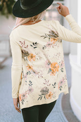 Cardigan coupe slim en tricot côtelé à imprimé floral abricot-A WOMAN WE LOVE
