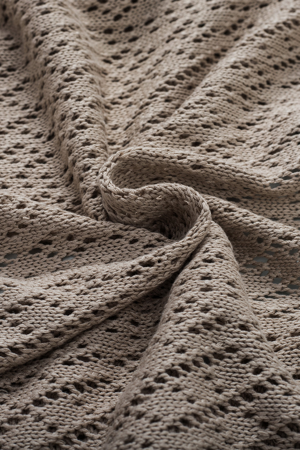 Cardigan ouvert sur le devant en tricot pointelle de couleur unie gris fumée-A WOMAN WE LOVE