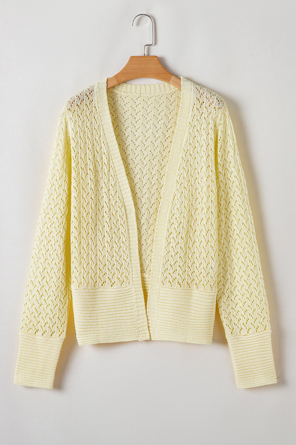 Cardigan court jaune crème en maille pointelle ouvert sur le devant-A WOMAN WE LOVE
