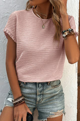 Short sleeve sweater with textured ruffles *