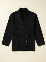 Black denim jacket with side pockets *