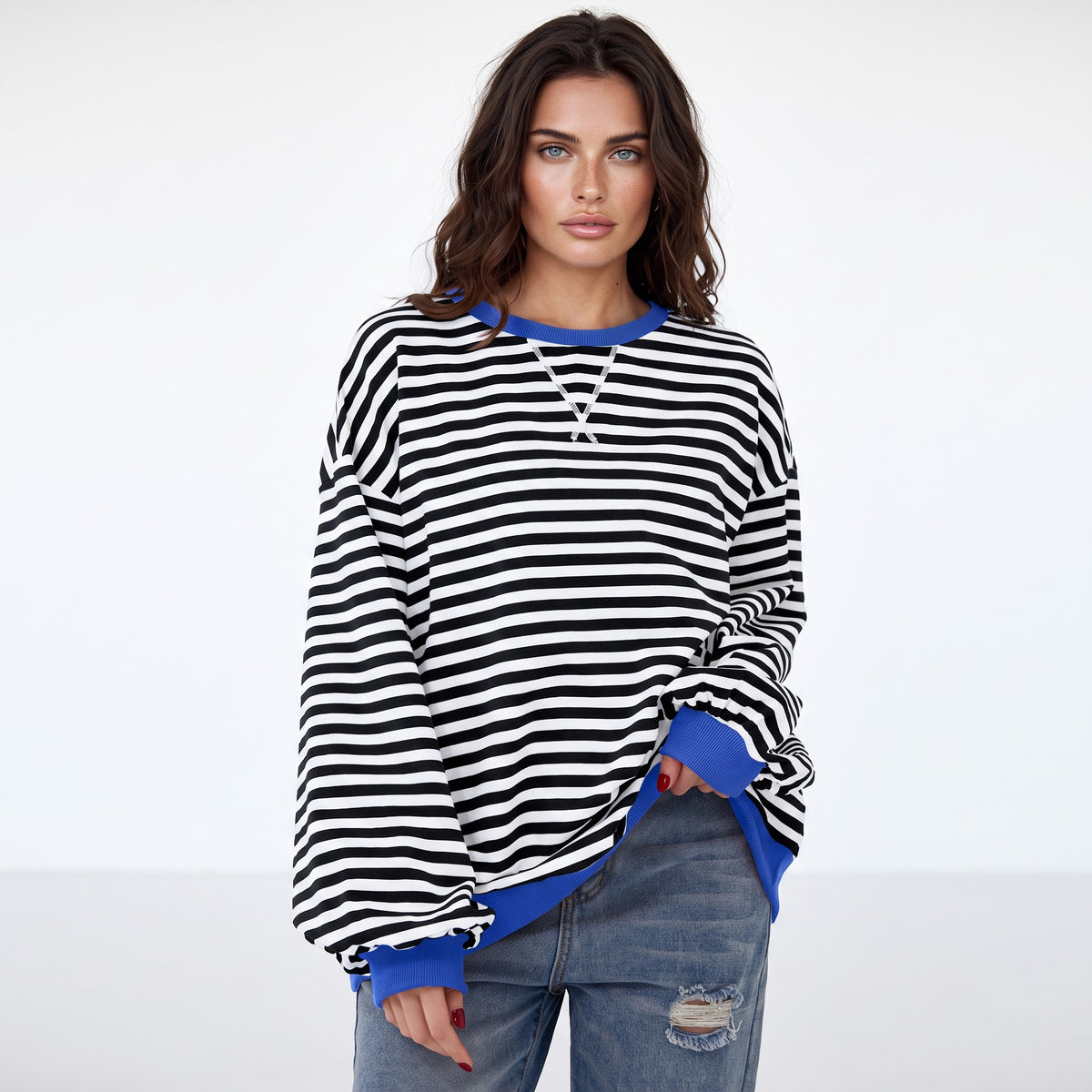 Sudadera demasiado dimensional con rayas negras *
