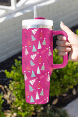 Thermos Cup Printed Christmas Tree Red Rose Red 40oz cartoon