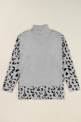 Uversize pulite gray leopard with upright collar *