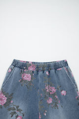 Beau Blue - Jean décontracté à taille élastique et imprimé floral