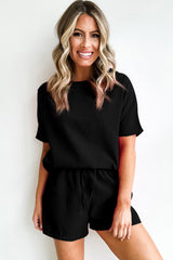 Ensemble t-shirt texturé décontracté noir *-A WOMAN WE LOVE