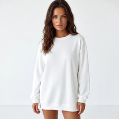 White corduroy oversized sweatshirt