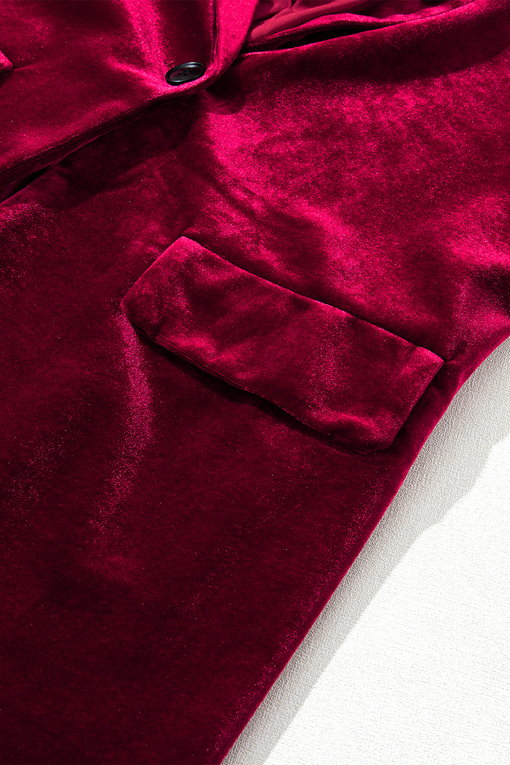 Red Casual Pocketed Velvet Blazer