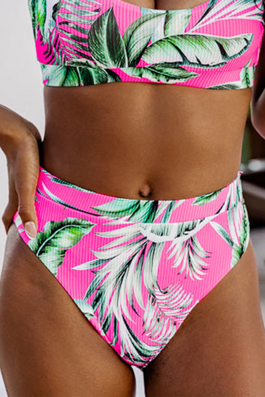 Braguitas de bikini texturizadas con estampado tropical de rosas