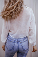 Chemise transparente blanche unie nouée sur le devant, coupe ample-A WOMAN WE LOVE