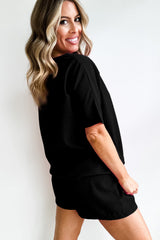 Ensemble t-shirt texturé décontracté noir *-A WOMAN WE LOVE