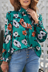 Blouse smockée à col montant et imprimé floral-A WOMAN WE LOVE