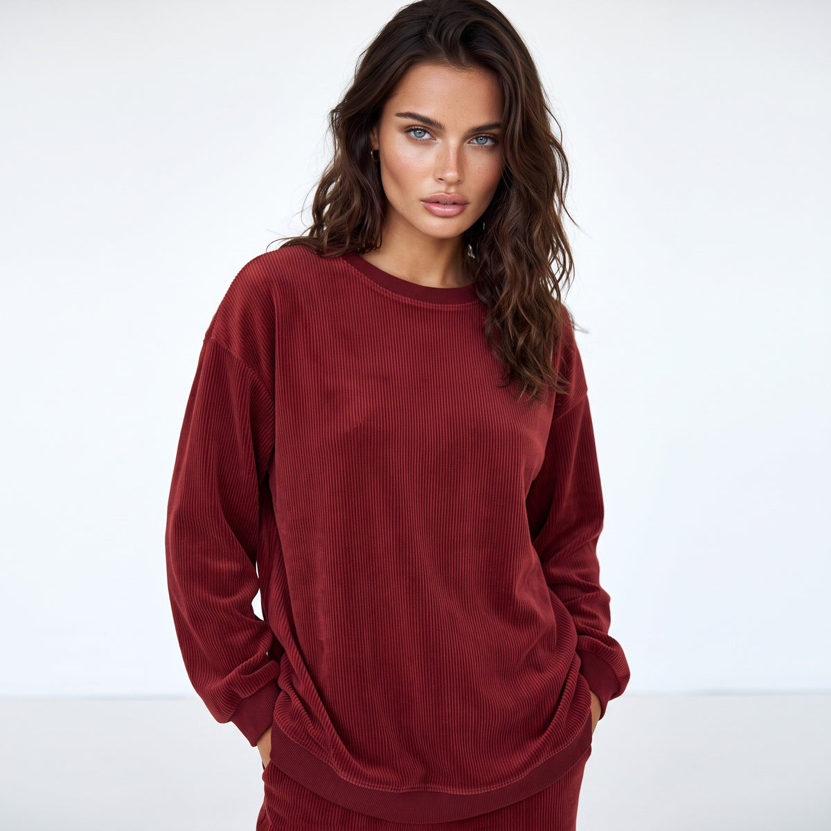 Racing red corduroy oversized sweatshirt