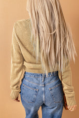 Cardigan texturé beige avec poches avant et boutons-A WOMAN WE LOVE