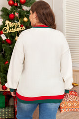 Pull blanc Tinsel holly jolly à motif color block et épaules tombantes, grande taille