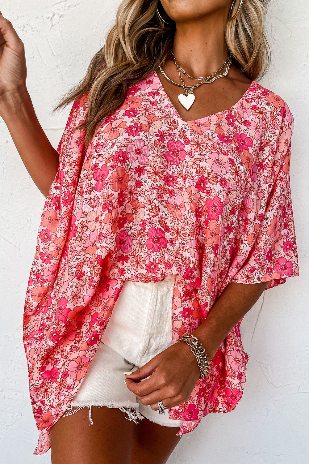 Chemisier style kimono rose à col en V *-A WOMAN WE LOVE