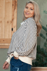 Plus Size Black Two Tone Contrast Collar Sweatshirt