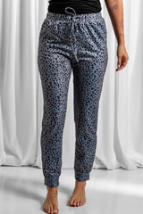 Pantalon de jogging décontracté léopard gris à taille élastique