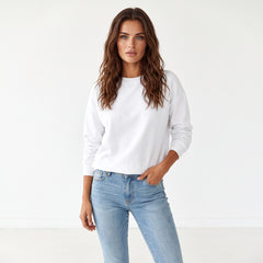 Sudadera clásica de beige unido con cuello redondo