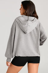 Light Grey Oversized Hoodie with Kangaroo Pocket and Half Zip