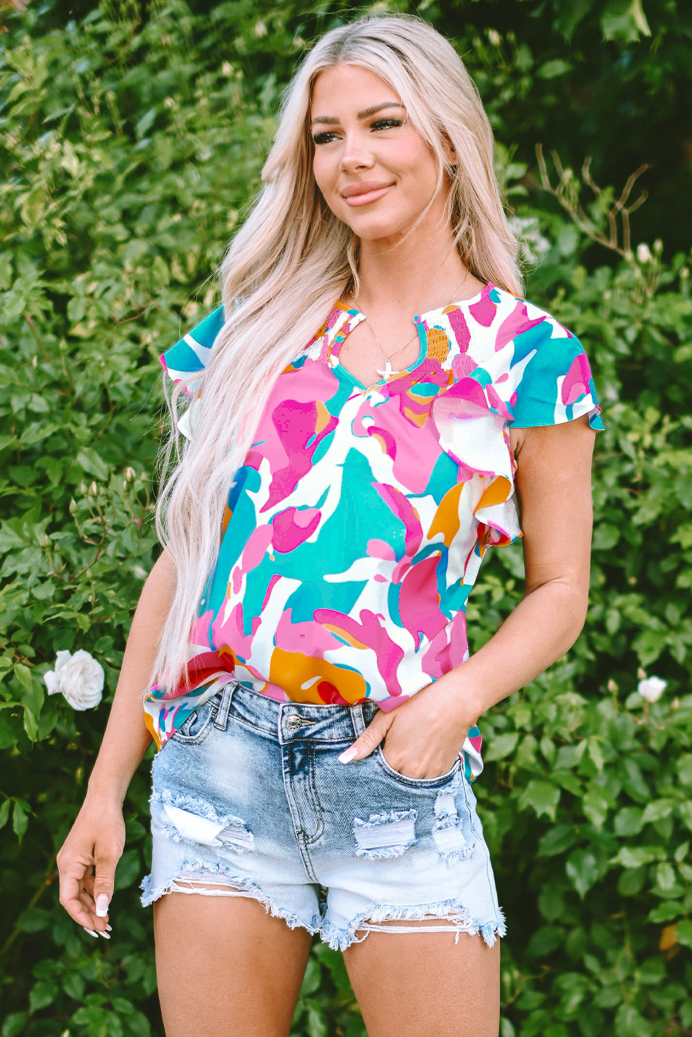 Blouse multicolore à  flottantes-A WOMAN WE LOVE