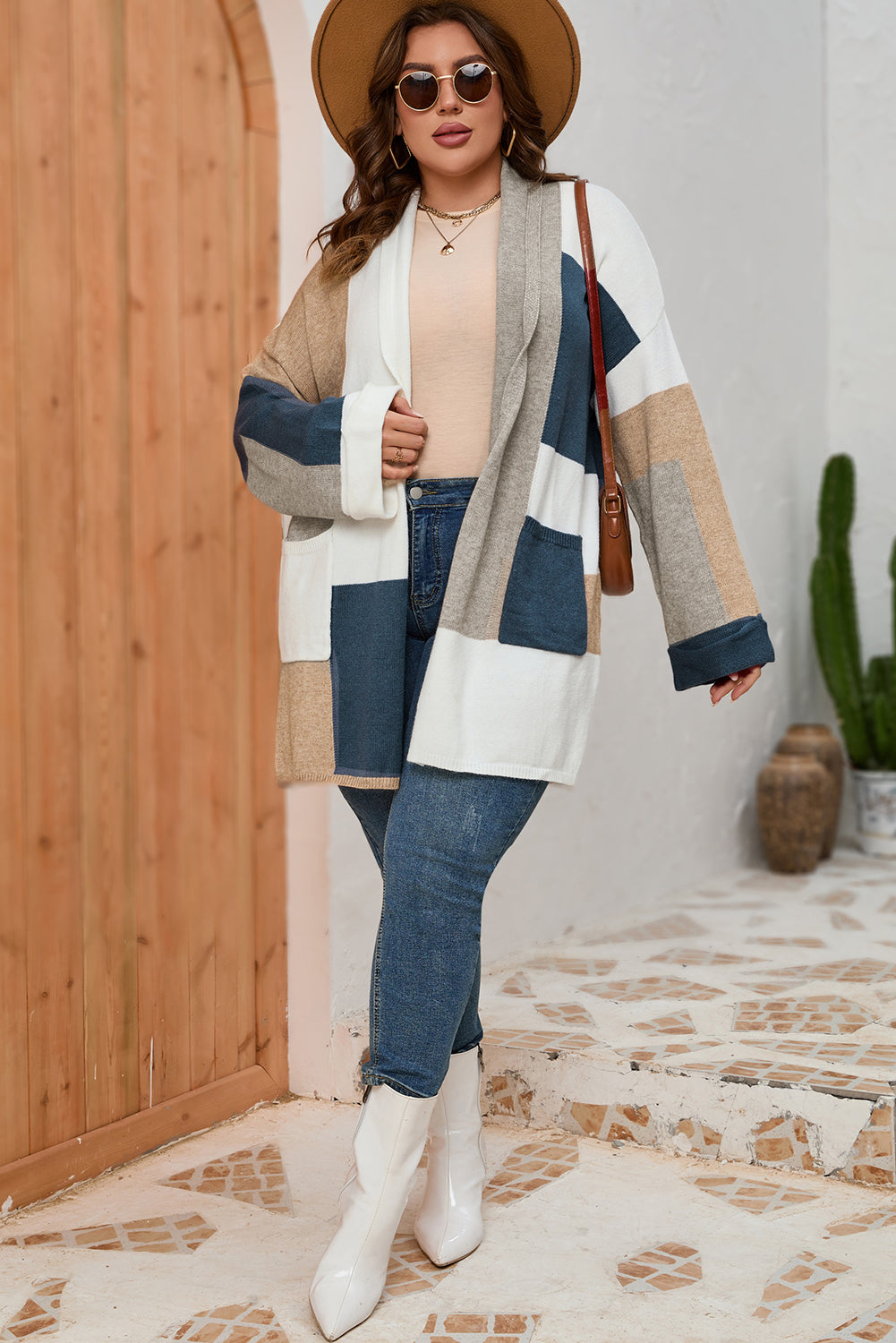Cardigan en Maille Colorblock Multicolore Grande Taille-A WOMAN WE LOVE