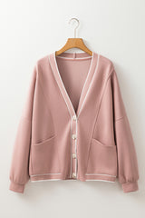 Cardigan en tricot à rayures roses *-A WOMAN WE LOVE