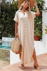 Long beach dress with buttons and side slits *