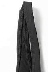 Robe de bain une pièce noire à taille nouée sur le côté, col carré, bretelles réglables, ligne A