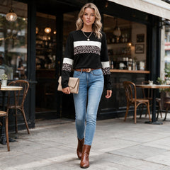 Sweatshirt à manches longues en patchwork *