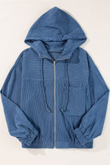 Zipped jacket with hooded and velvet pocket real sarcelle