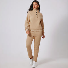 Uneed semi-bottom sweatshirt-shirt and high-waisted supervising pants